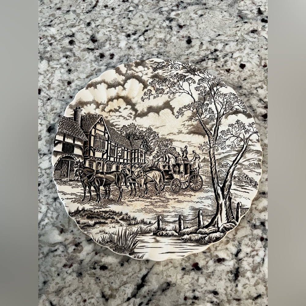 Vintage Myott Staffordshire “Royal Mail” Ironstone Plate 10” Horse & Stagecoach